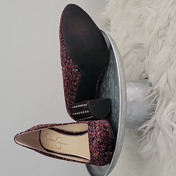 Jessica Simpson Bainer velvet studded block heel womens size 10M - Picture 7 of 13